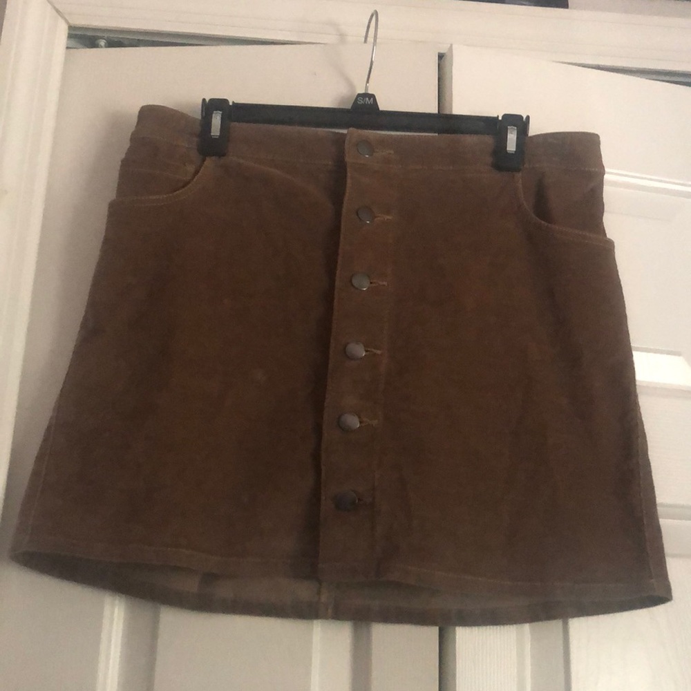 Corduroy Button Front Skirt